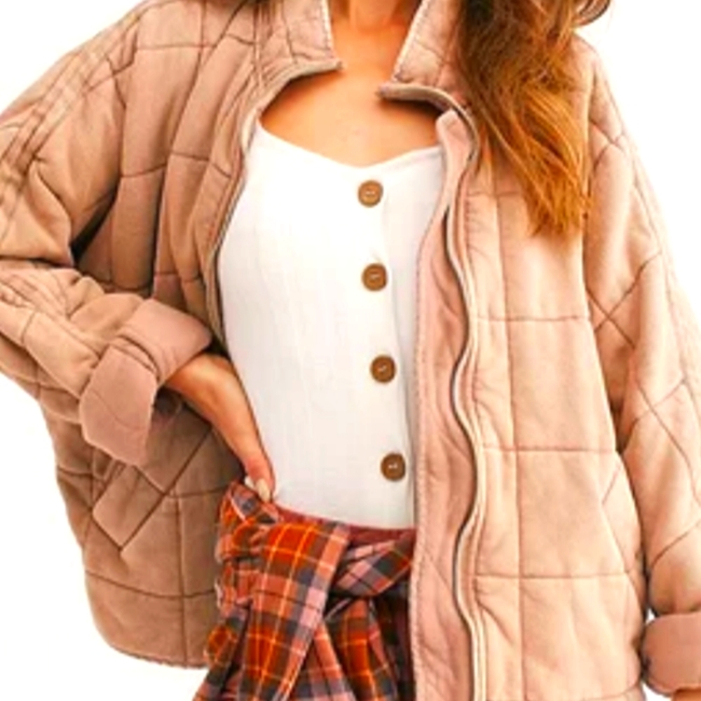 Free people Dolman quilted jacket champagne diamond xs
